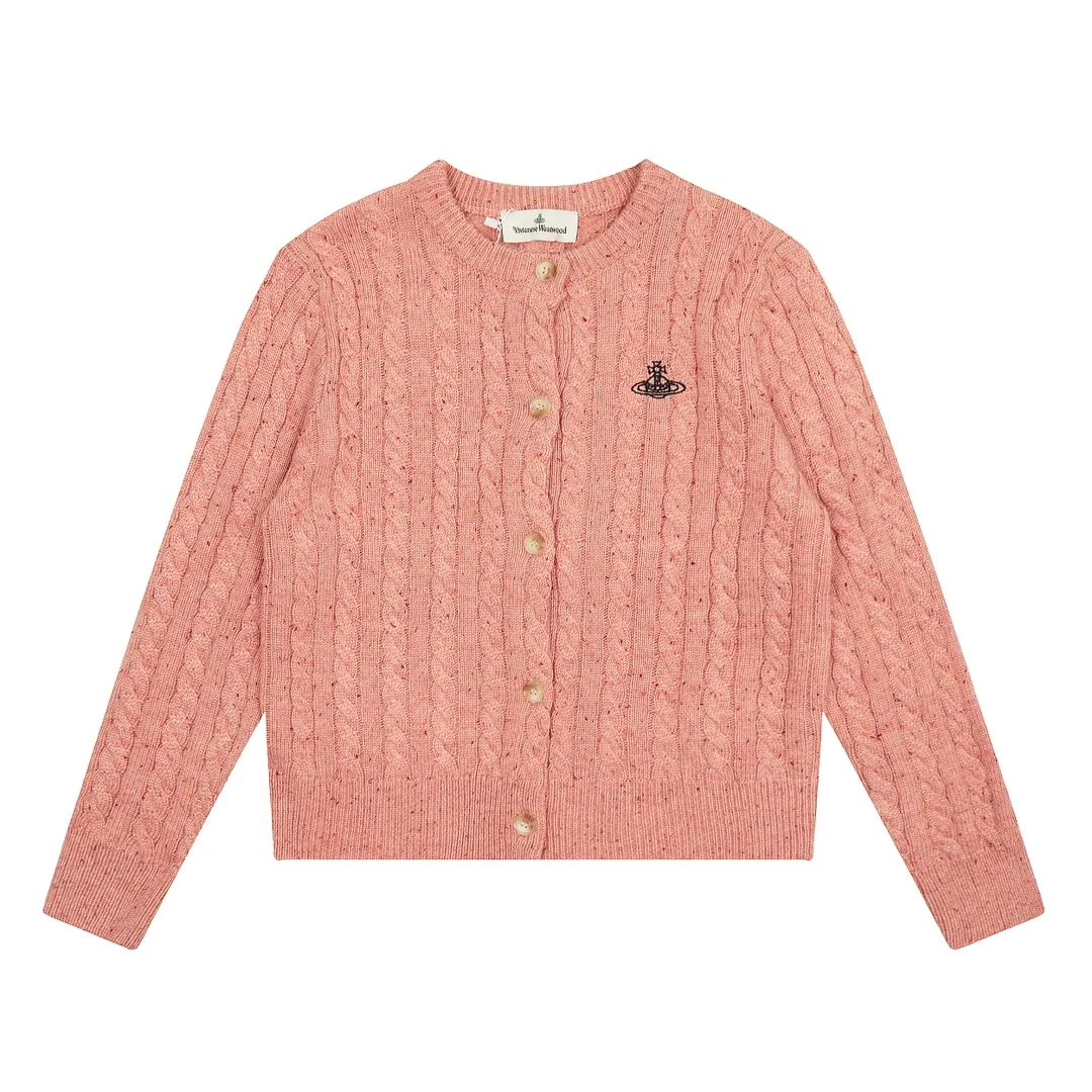 vivienne west wood Vivienne heavy duty twist multi-color classic cardigan knitted sweater wool 2024 autumn latest🧩 15% merino cotton wool 85% wool blend 🧩Correct Italian🇮🇹100% wool washed wheat logo Size: S -M- L Color: white, dark gray, blue, watermelon red